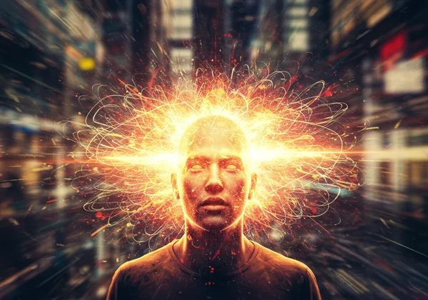 Abstract representation of a person experiencing manic energy.