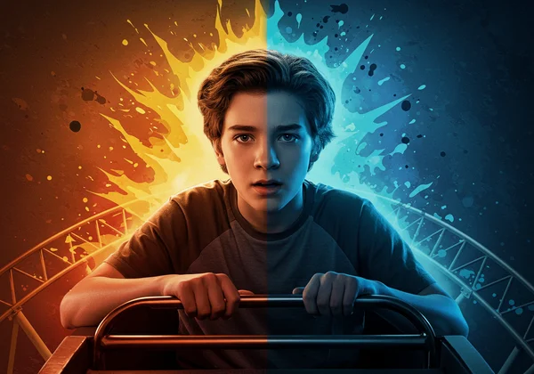 Teen on an emotional rollercoaster, representing mood swings