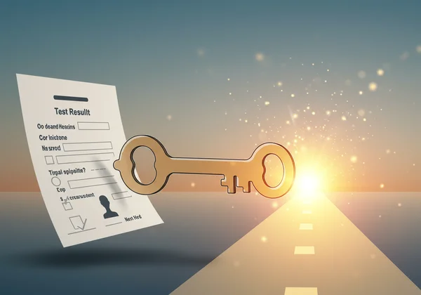 Online test result as a key, unlocking a path to help