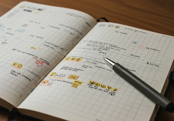 شخص يتتبع مزاجه في دفتر يوميات للحصول على رؤى حول الاضطراب ثنائي القطب