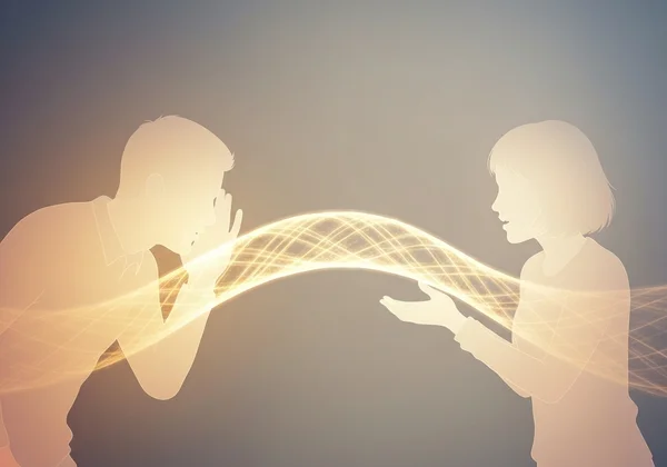 Two people communicating with empathy, a bridge between them