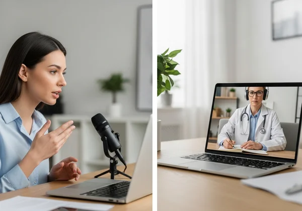Person on a video call with a telepsychiatry professional