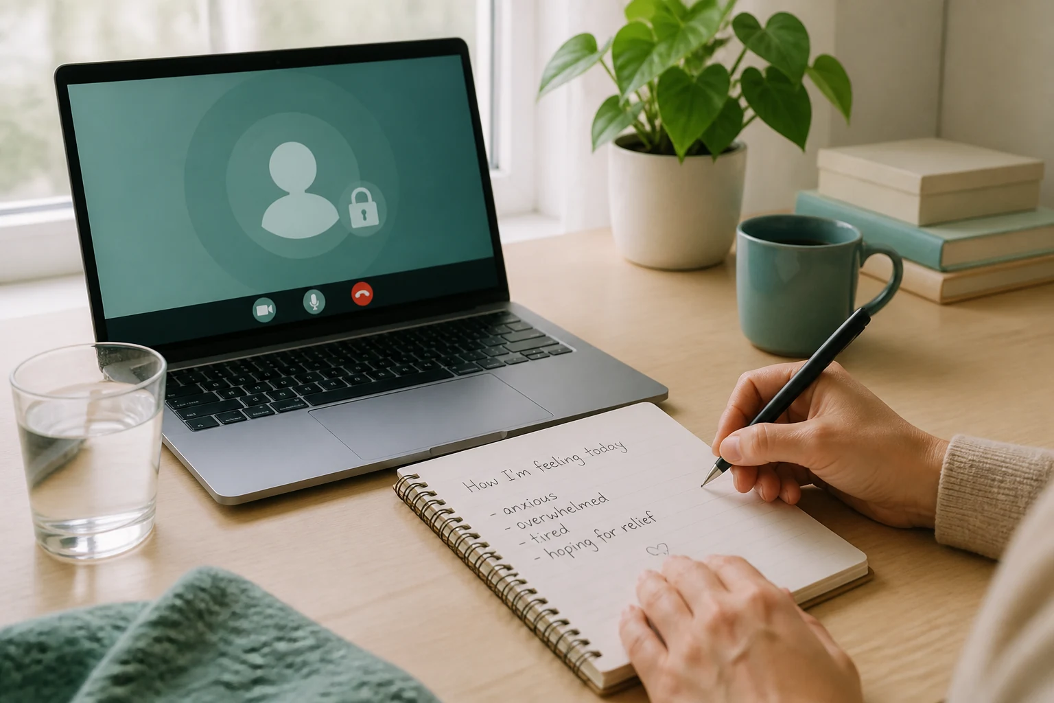 Calm telehealth planning desk