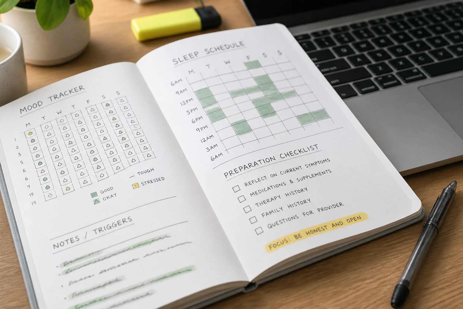 Mood notes before appointment